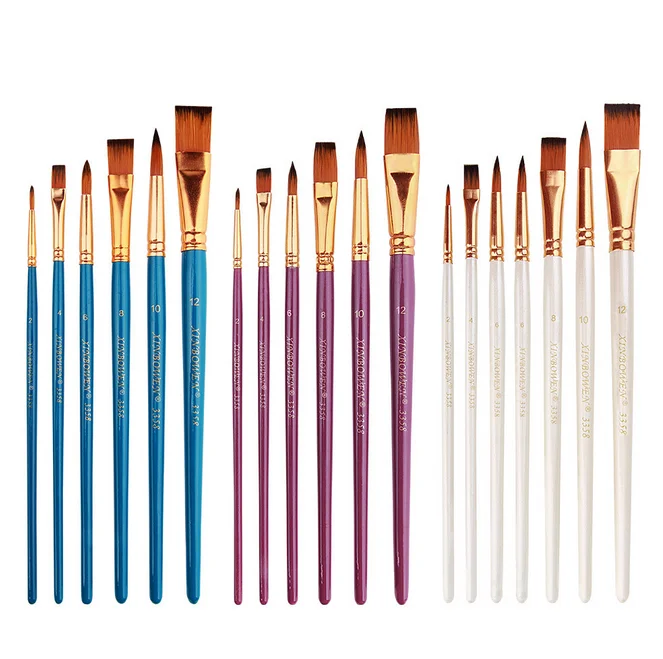 Bulk Package Acrylic Watercolor Oil Paint Brush Single Blue Flat Paint Brushes Plastic Handle Flat Paint Brush For Painting