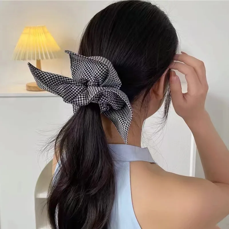 Корейский дизайнер французский винтажный квадратный большая резинка для волос джинсовая темпераментные аксессуары