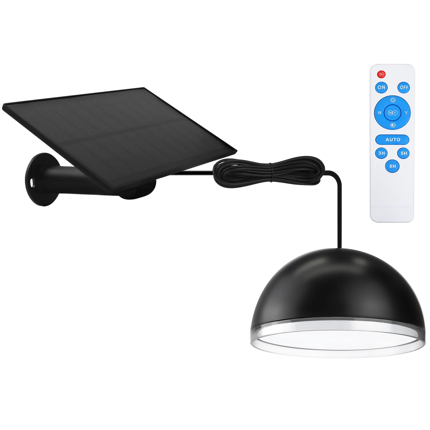 5W Multi-functional Due CCT LED Solar Hanging Light Outdoor Solar Pendant Lamps 500LM Dimmable Remote Control