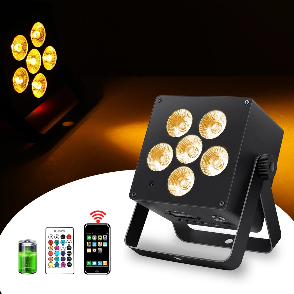 VALAVA NEW 6Pcs 6W Professional RGBWAUV 6In1 battery Lights Battery Wireless Led Stage Dj Square Par Light