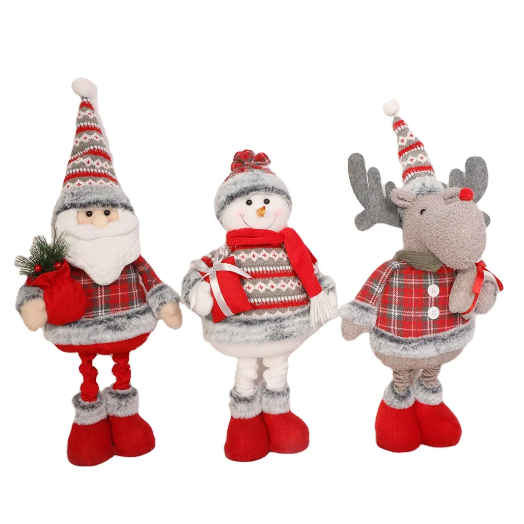 Christmas Dolls Retractable Santa Claus Snowman Toys Xmas Figurines Christmas Gift For Kid Red Xmas Tree Ornament Decoration toy