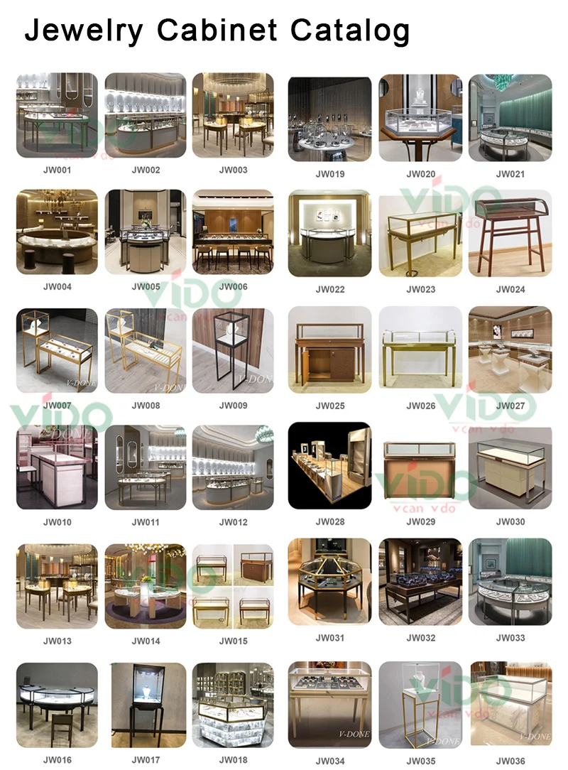 luxury Jewelry Store Design glass Showcase display Cabinet standing jewellery shop counter kiosks  for mall with light