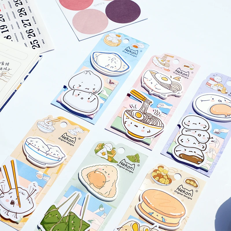 Милый блокнот для заметок Nekoni Kawaii традиционная еда изображение самоклеящиеся блокноты бумажные указательные закладки лидер