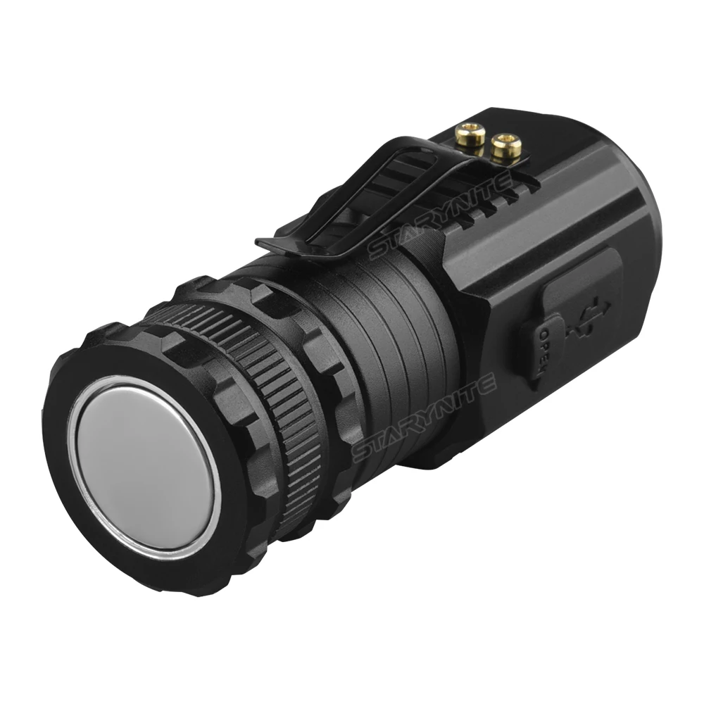 STARYNITE Hot Sales 1300 Lumens Mini USB-C Recharging 3*XHP35 Led 18350 Flashlight with Magnet and Clip