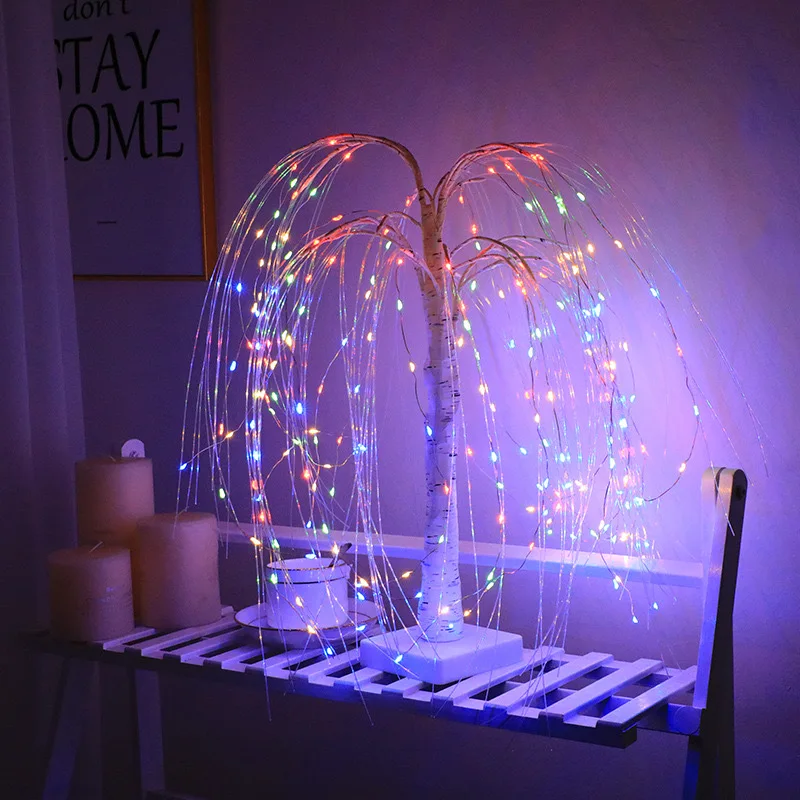 Indoor Romantic LED Willow Tree Table  Night Lamp  Home Decoration Gift Party Holiday Wedding Christmas Ambient Light