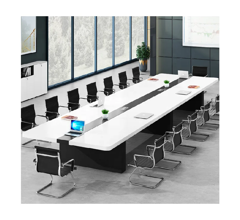 Customization modern rectangular lacquer wood White conference table
