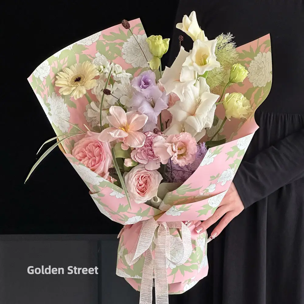 2024 New Arrival Directly Factory Wholesale Waterproof Flower Wrapping Paper with Floral Pattern for Fresh Flowers Bouquet