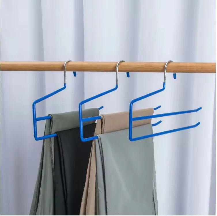 Hangers For Pants Double-tier Metal Pant And Towel Hangers Multifunctional Bathroom Scarf And Clothing Hangers For Wardrobe
