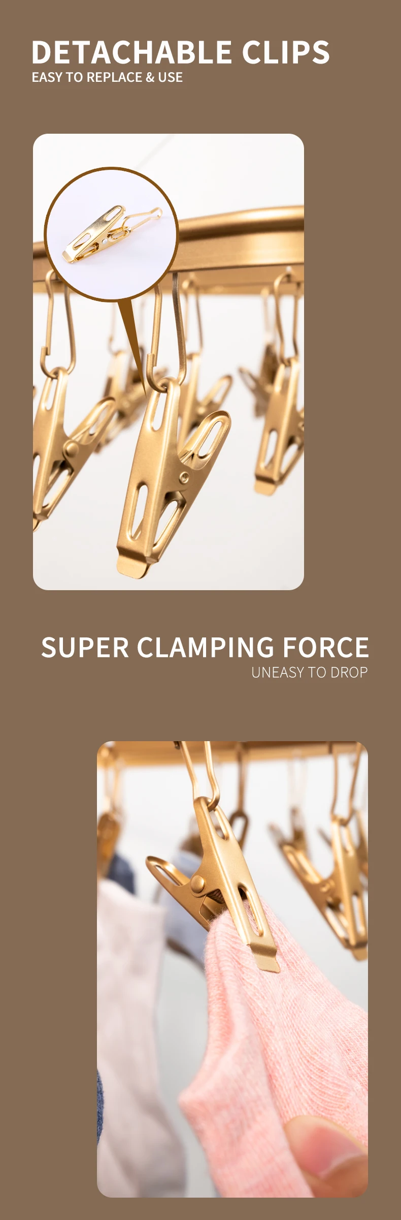 Rectangle Aluminum Metal Hanging Dryer With 16 Clothes Clips