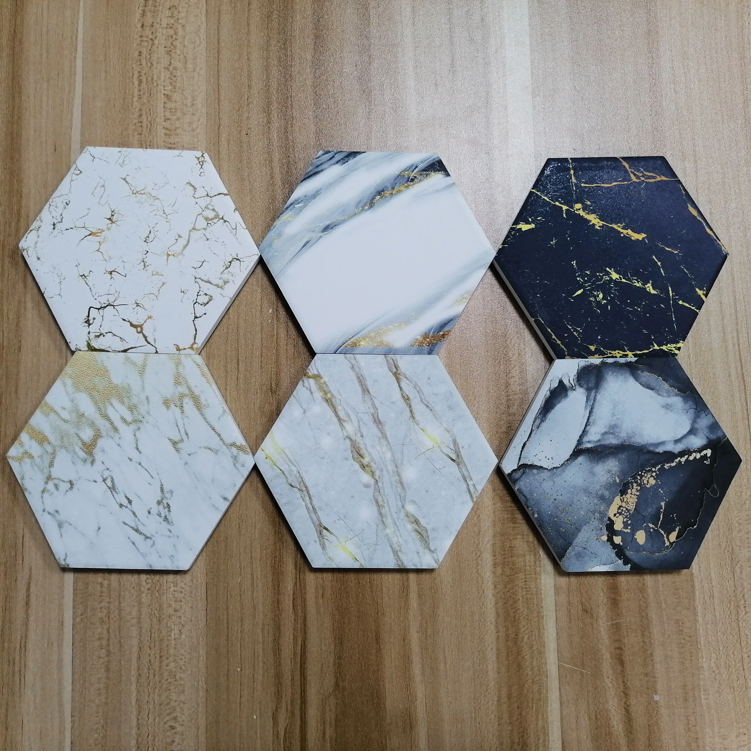 XS ltd. Non-Slip Custom Absorbent Marble Mat with Rose Gold Candle Holder Marble Ceramic Coaster