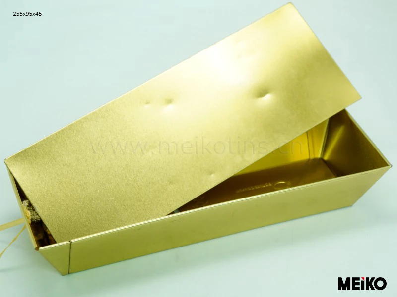 Gold brick gift tin can for biscuit and chocolates