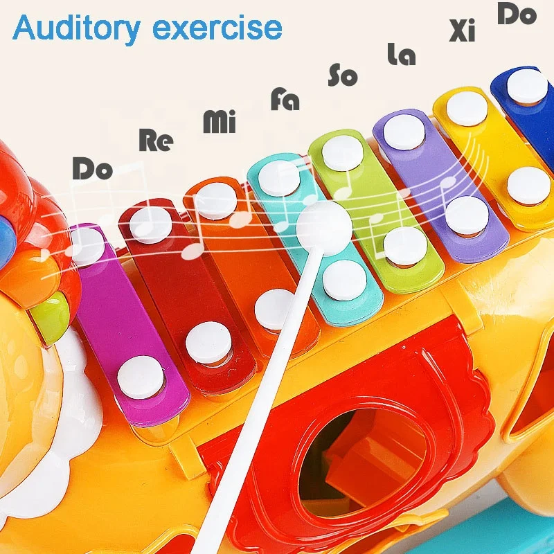 5 in 1 rocking horse shape eight tones baby knock organ piano toy musical instrument for kids xylophone music toys shapes sorter
