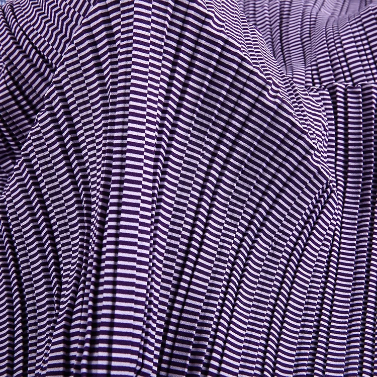 4 way spandex pleated woven stripe moss crepe polyester fabric price per yard