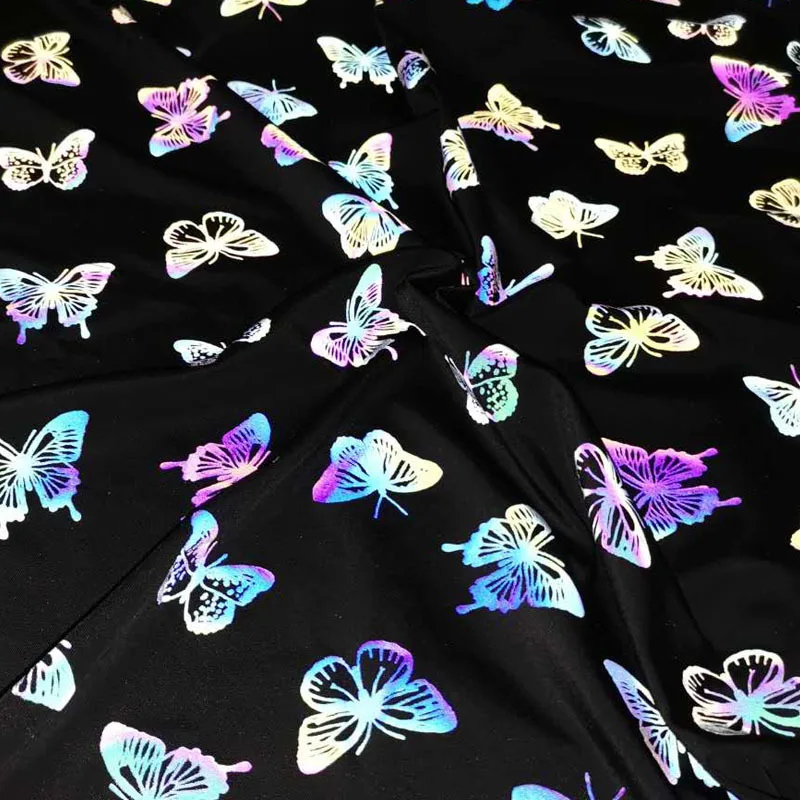 Custom Designs Hologram Printing Reflective Spandex Polyester Fabric For Clothing Materia