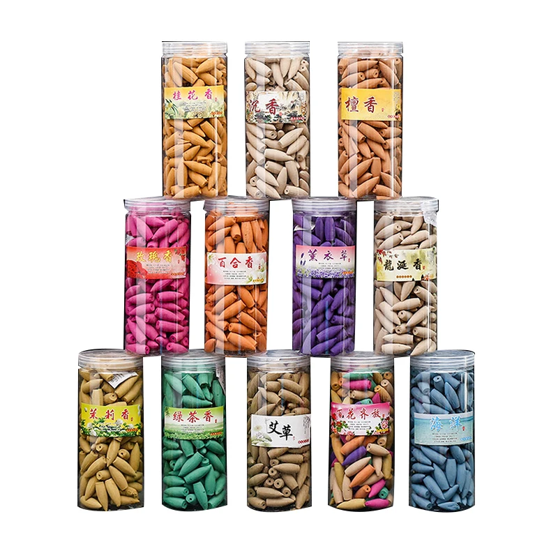 Multicolor Mixed Flavor Natural Smoke Backflow Incense Cones,Natural Scents for Backflow Incense Holder,Sandalwood Incense Cones