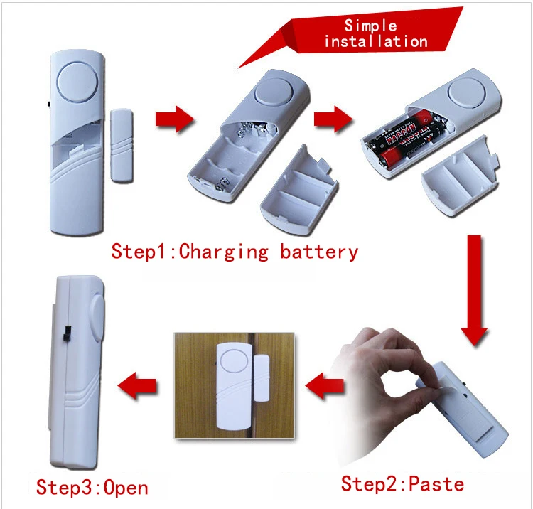 Factory Supply Simple Magnetic Door Windows Burglar Alarm Wireless Anti Theft Device Smart Door Sensor Alarm System
