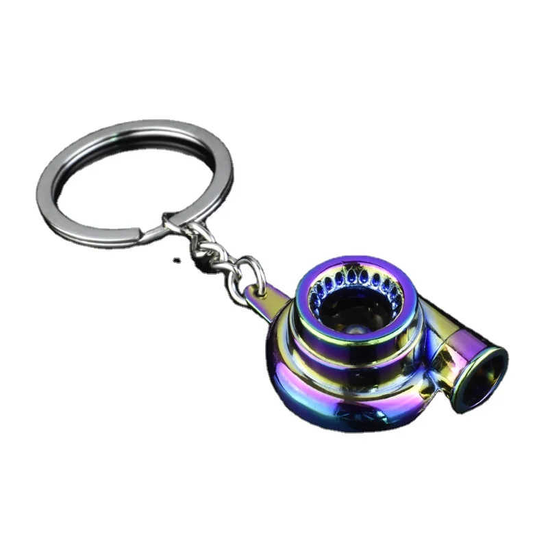 Mini Turbo Turbocharger Keychain Spinning Turbine Key Chain Ring Keyring
