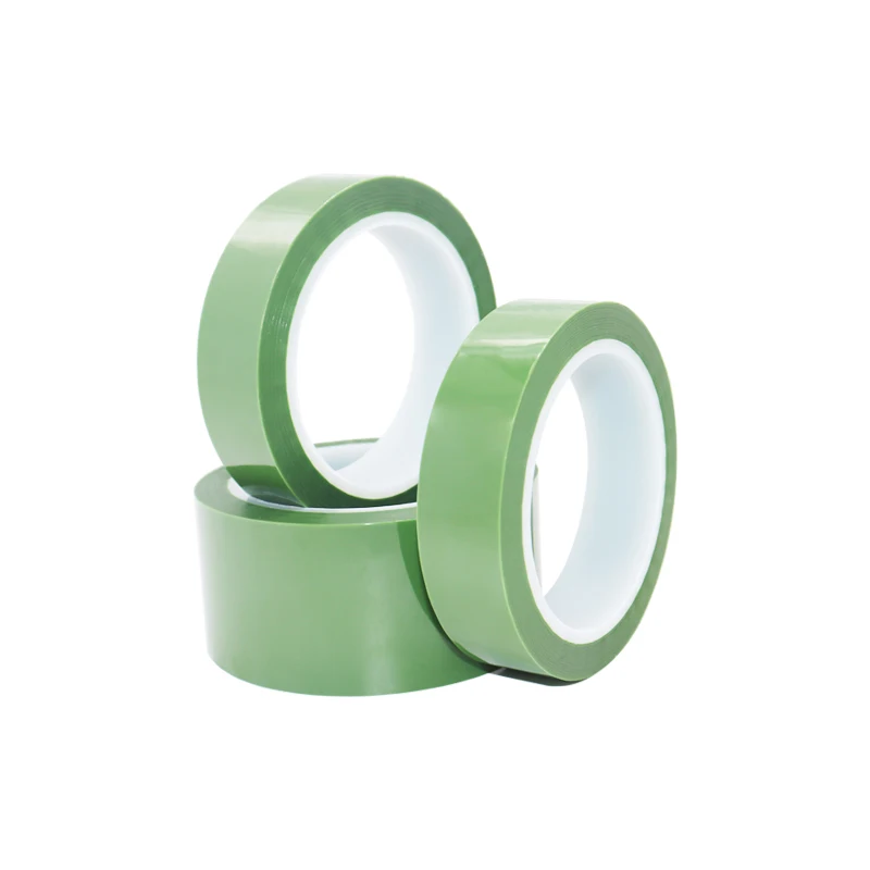 Factory Supply Heat Resistant Silicone Adhesive Tape 25mm 50mm For Lithium Battery Packing High Temperature Green PET Tape