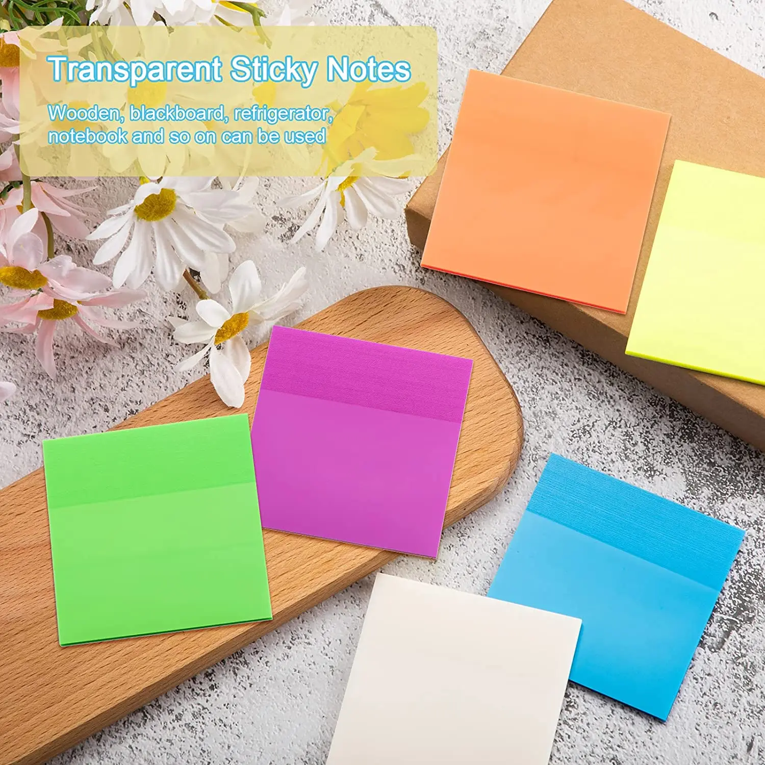 custom colour stationaries see through pastel memo pad kawaii translucent set cute clear transparent sticky notes