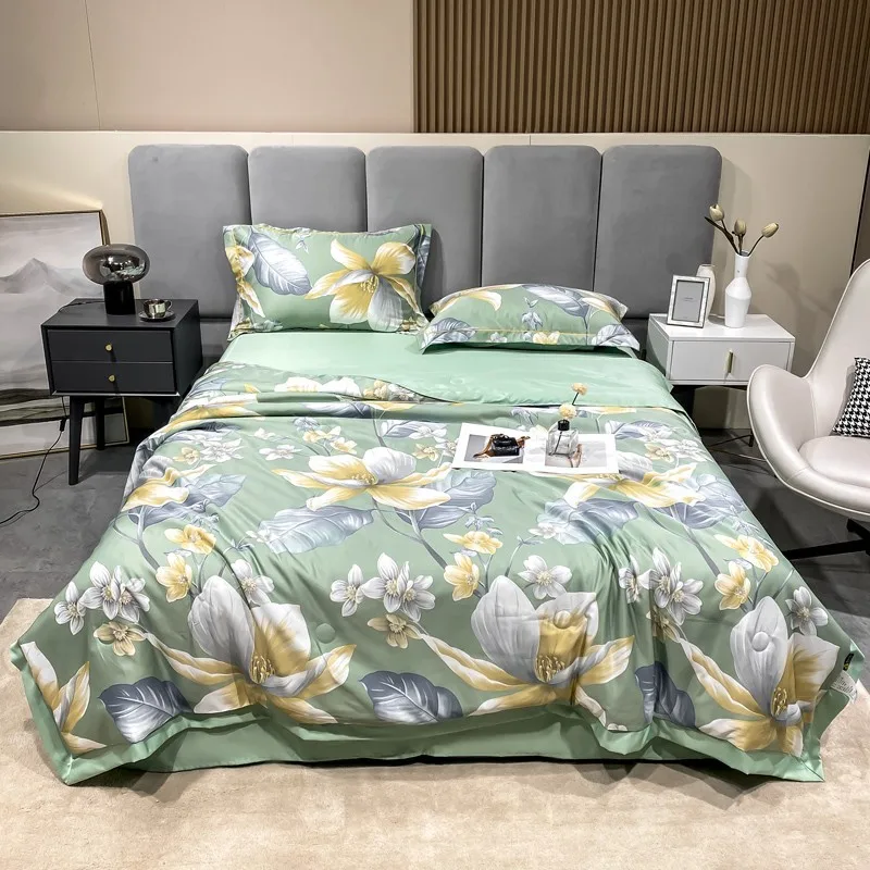 Satin Bed Sheet Set Bedding Custom Home Hotel Summer Bed Quilted Bedspreads 100 Polyester Comforter Duvet Quilt Super Soft Quilt