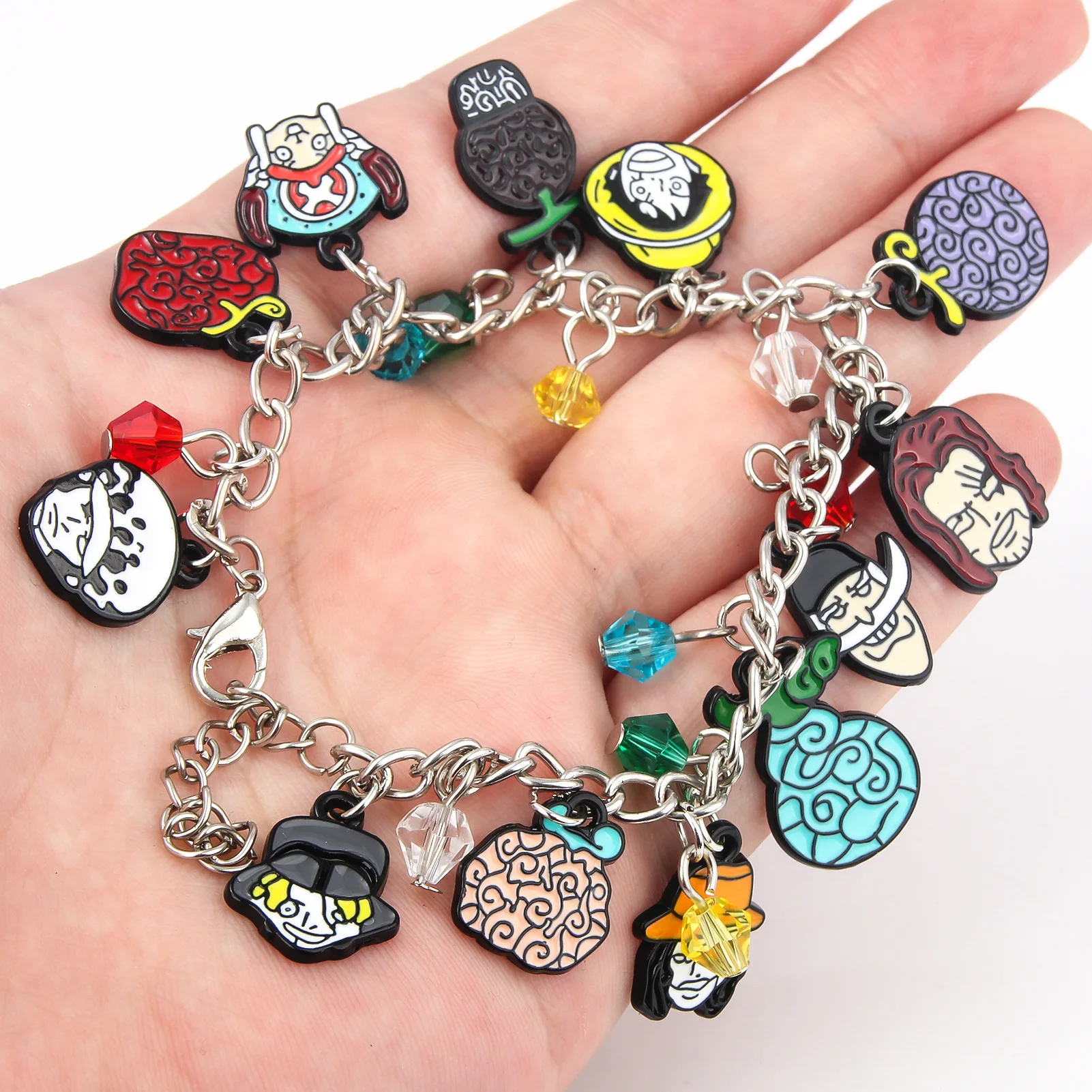 Hot New Anime Fine Jewelry Bracelet Sabo Luffy Character Multi Alloy Pendant Long Chain Bracelet for girls