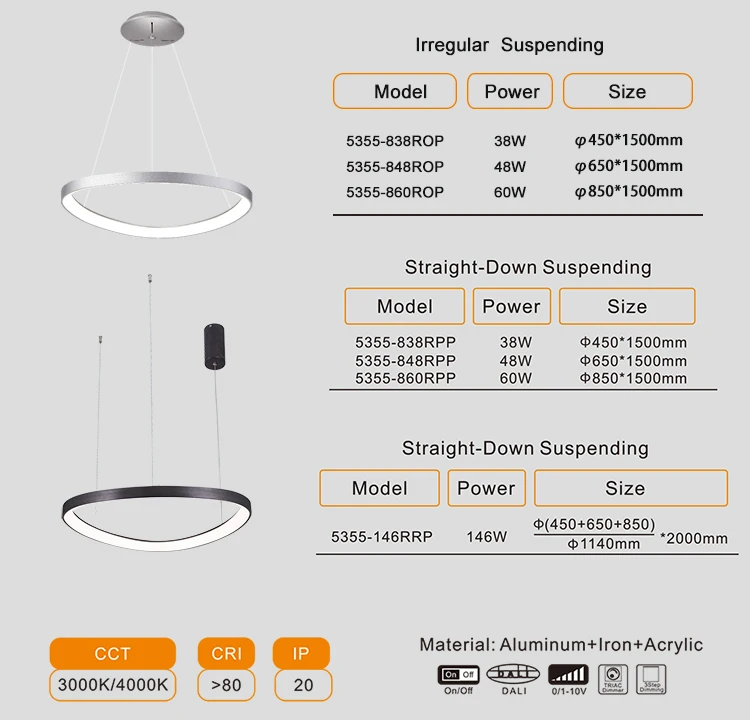 Drop led indoor metal acrylic interior lighting nordic luxury modern pendant light chandeliers