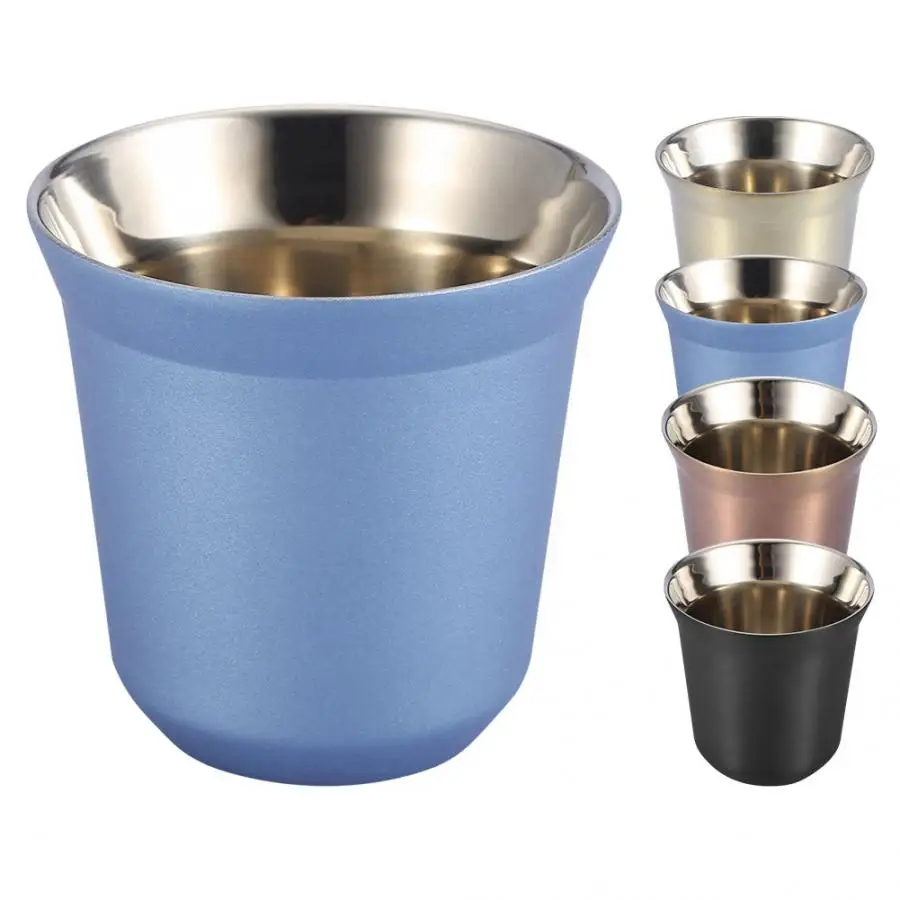 51-100ML Portable Espresso Mugs Double Wall Stainless Steel Water Tea Small Mini Espresso Coffee Cups