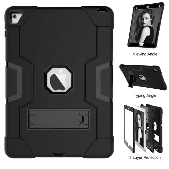 New Portable Stand Armor Case For iPad Air 9.7 inch Kickstand Shockproof Silicone Plastic Tablet for iPad Air 2