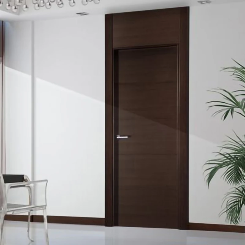 automatic interior Doors Wood Eco Wood Decorative Out Prehung Interior WPC Wood Easy Install Walnut Color Bedroom Waterproof
