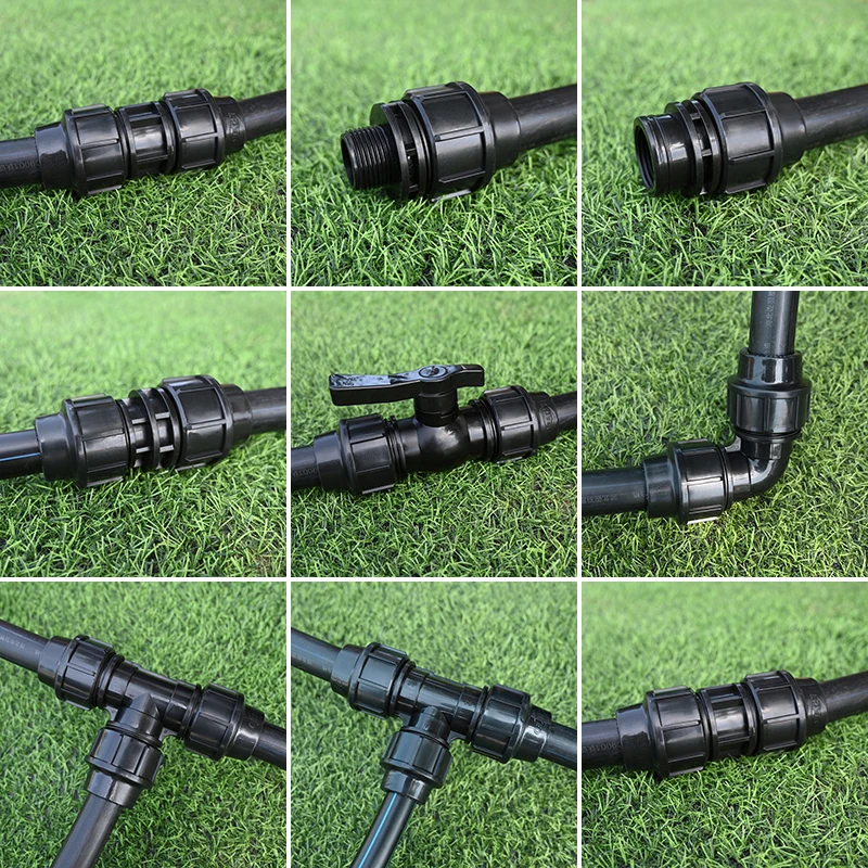 Высокое Качество hdpe PP Компрессионный фитинг быстрый соединитель трубы фитинги для экономии воды орошения
