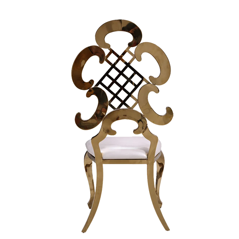 Gold Stackable Hollow Wire Hotel Restaurant Wedding Event Padded Wholesale Banquet Chairs