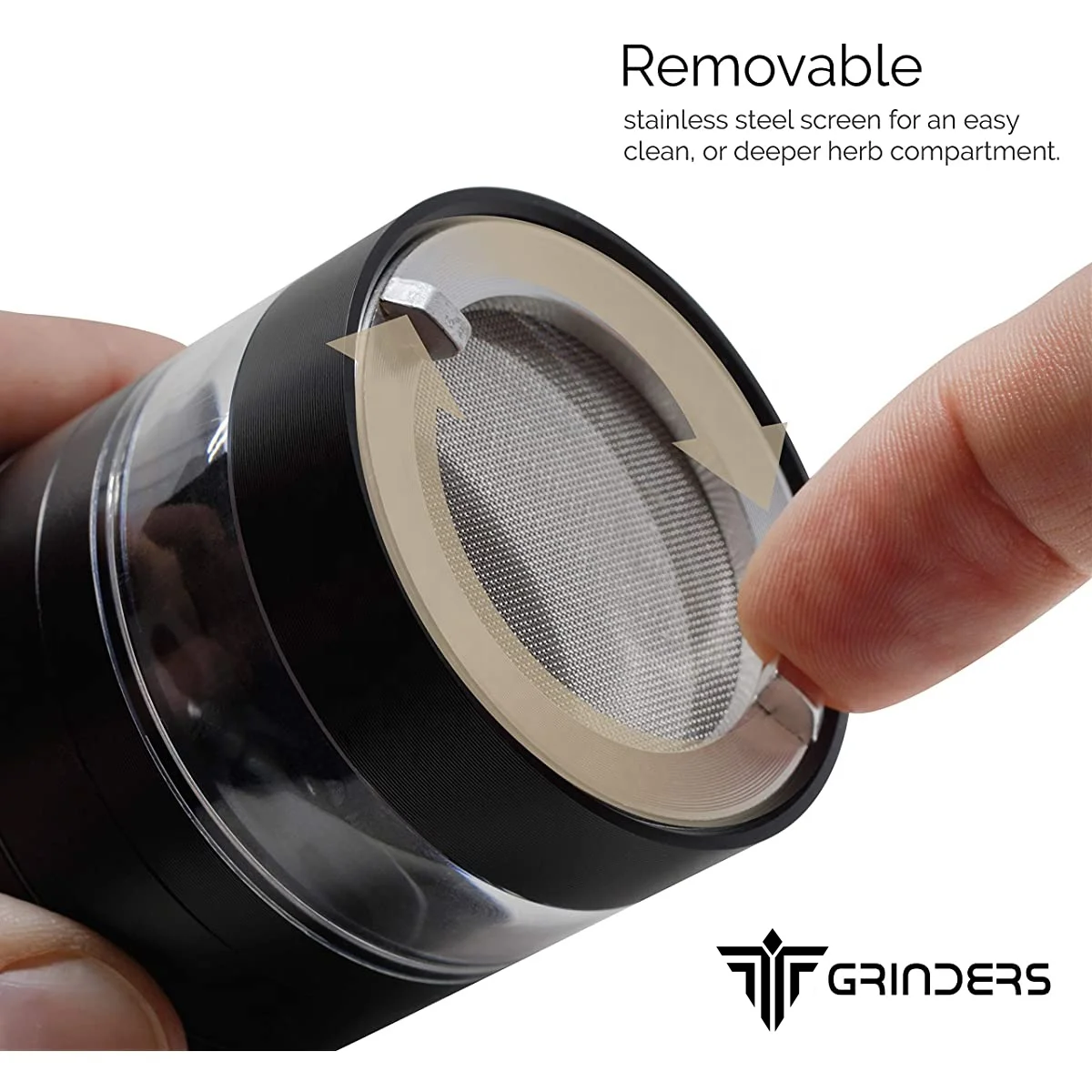 Matte black aluminum hemp herb grinder 5 part spice tobacco mill with see-through chamber for smoking