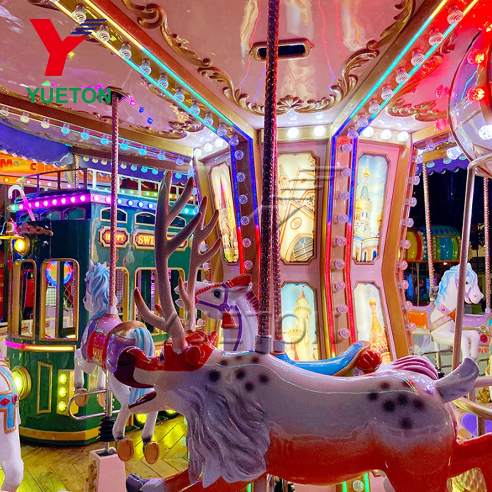 Yuetong Hot Sale Yueton Commercial Kiddie Outdoor Luxury Blue Carousel Horse Merry Go Round For Kids Adult Sale