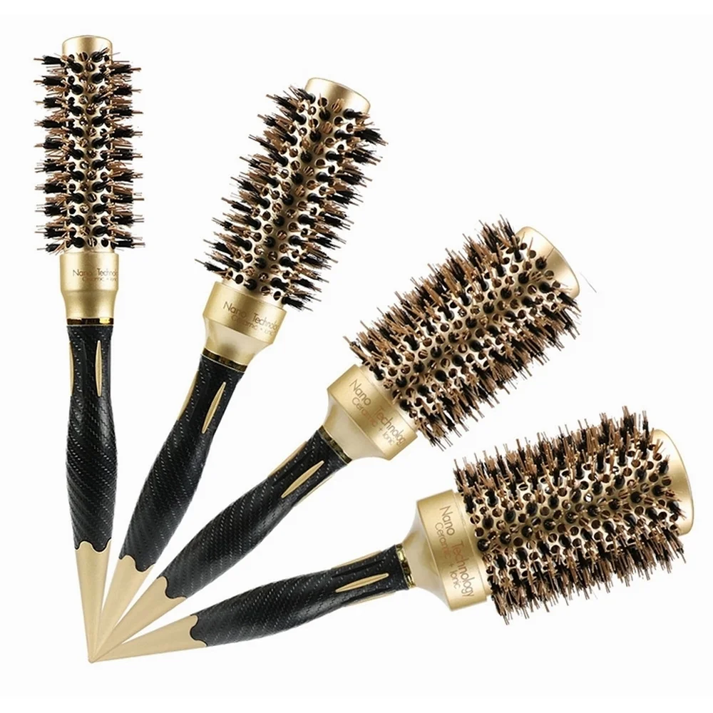 Private Brand Nano Technology Ceramic hair brush Plastic Handle Salon Hairdressing Anti static Comb For Barber Hair Cutting