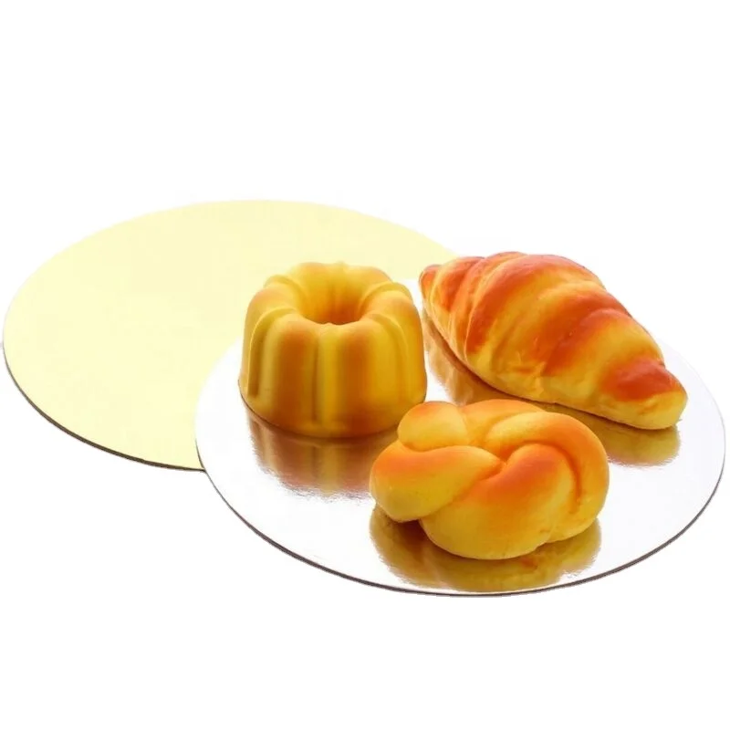 Round Golden Cardboard Cake Base, Mousse Cake Boards Cake Paper Plates Circle Cardboard Base Dessert Board Base