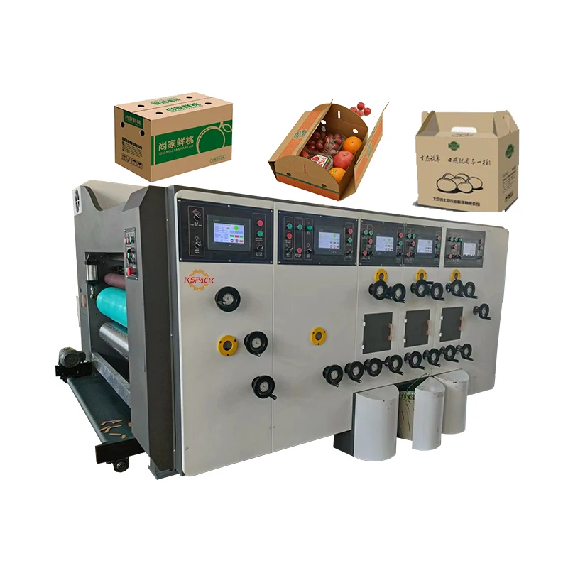 automatic paper products corrugated carton box pizza box  printing machine three color printing slotter die cutting machine