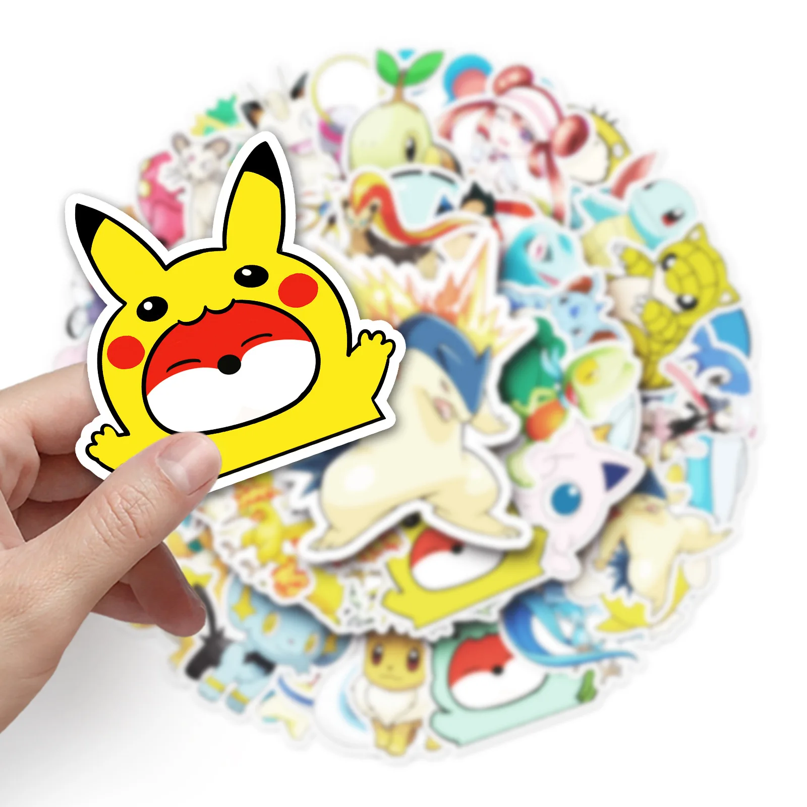 wholesale 50pcs High Quality Mobile Phone Die-cut Self-adhesive Vinyl PVC Manga Sticker Printing Pokemoned Anime Stickers