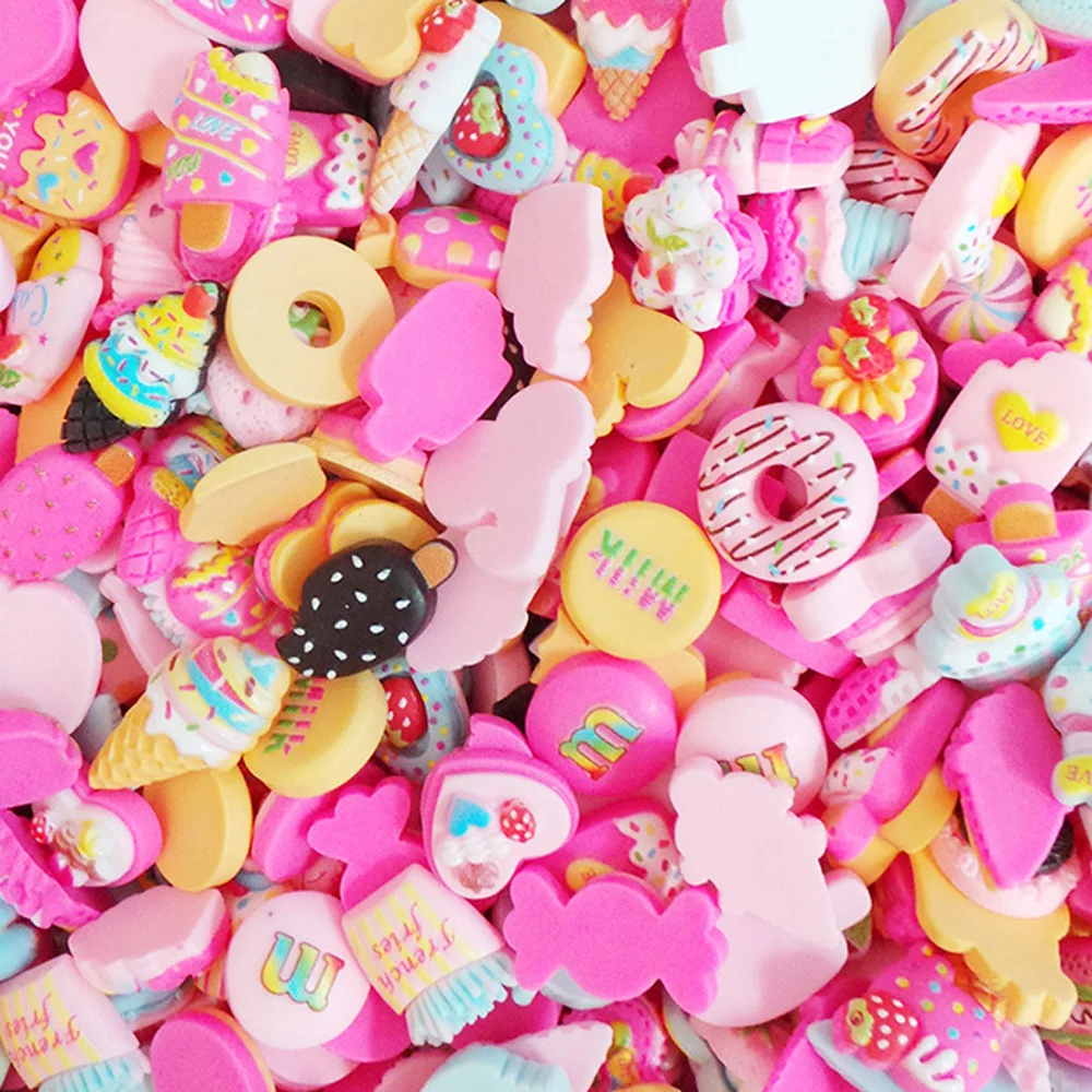 LDD120 Slime Charms Cute Assorted Fruits Candy Sweets Flatback Resin Cabochons For Craft
