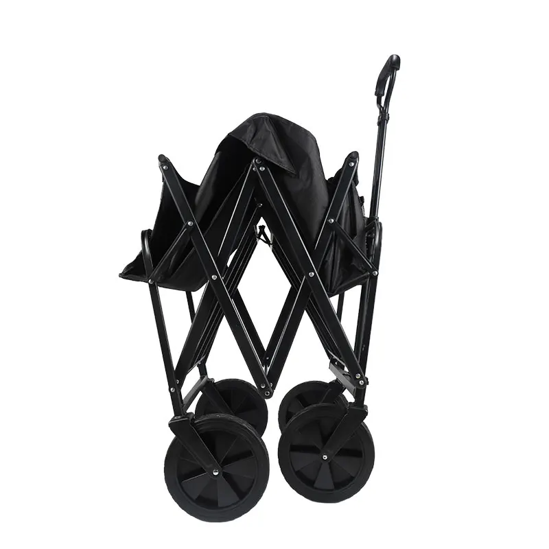 8 Inch Narrow Wheel Outdoor 4 Wheels Collapsible Cart  Folding Wagon
