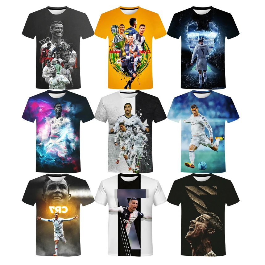 Cristiano Ronaldo-Camiseta No.7 3D Printed Shirt for Men Football Casual Round Neck Shirt Tops Star 3D Printing Shirt From Men