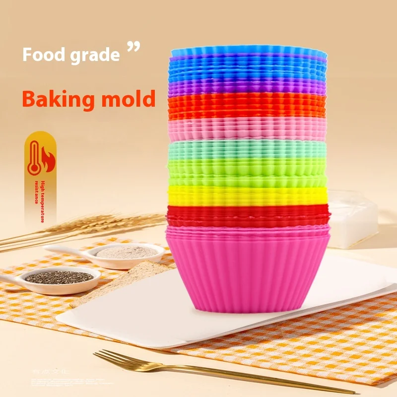 7cm Round Silicone Muffin Cups Mold Christmas Cake Tool for Baking Cupcakes Candies Pastry Wholesale Available