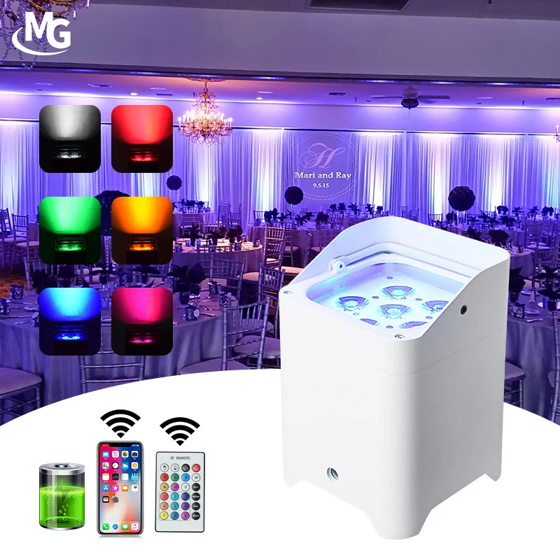 Battery Powered Wireless DMX RGBAW UV White Light Emitting Diode 6IN1 Standard RGB LED Uplight for Hallway Floor Mounted