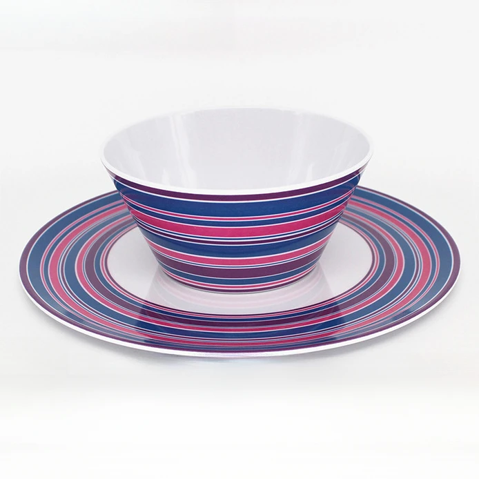 Modern 10-Inch Western Food Dish Plate and 6-Inch Fruit Salad Disc Bowl Sustainable Melamine Tableware Set for Camping