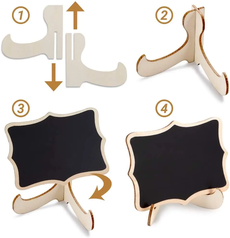 Mini Chalkboard Signs Framed Small Chalkboard Labels with Easel Stand Wooden Blackboard for Table Numbers