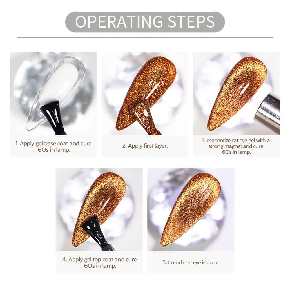 BOZLIN OEM Nail Polish Supplies 18 Colors Fluorescent Diamond Reflective Glitter Magnetic UV Nail Cateye Gel Cat Eye Gel Polish