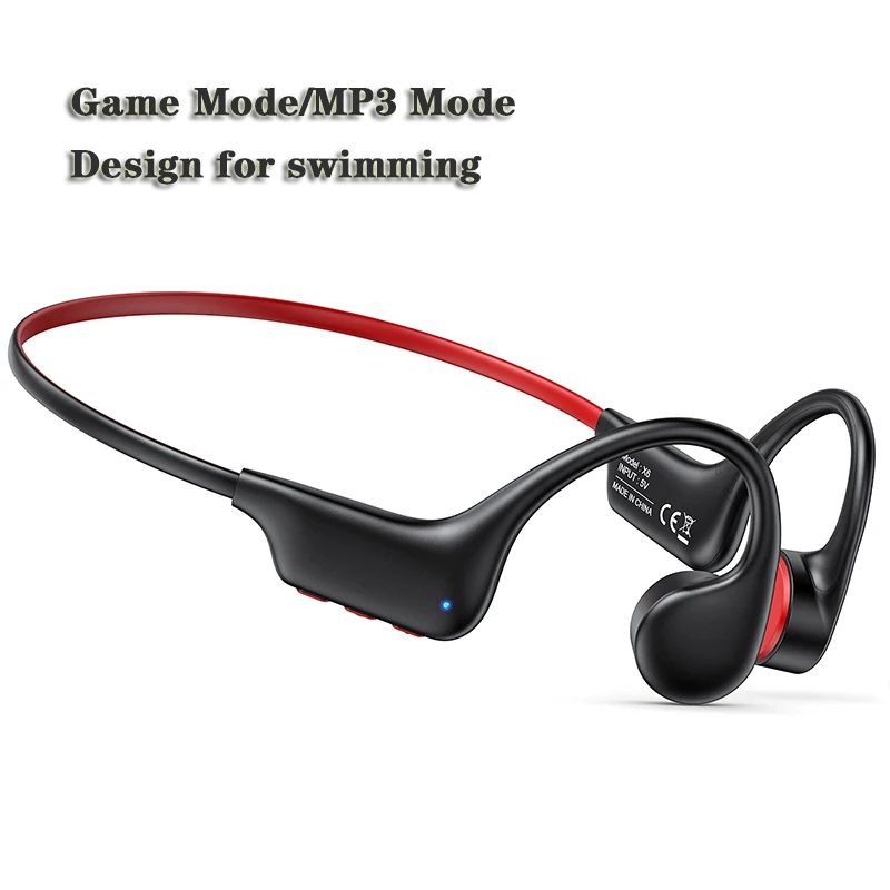 Game Mode X6 Bone Conduction Headsets IP68 Waterproof Swimming Headphone CE Wireless Bluetooth Earphone with MP3 16GB Memory