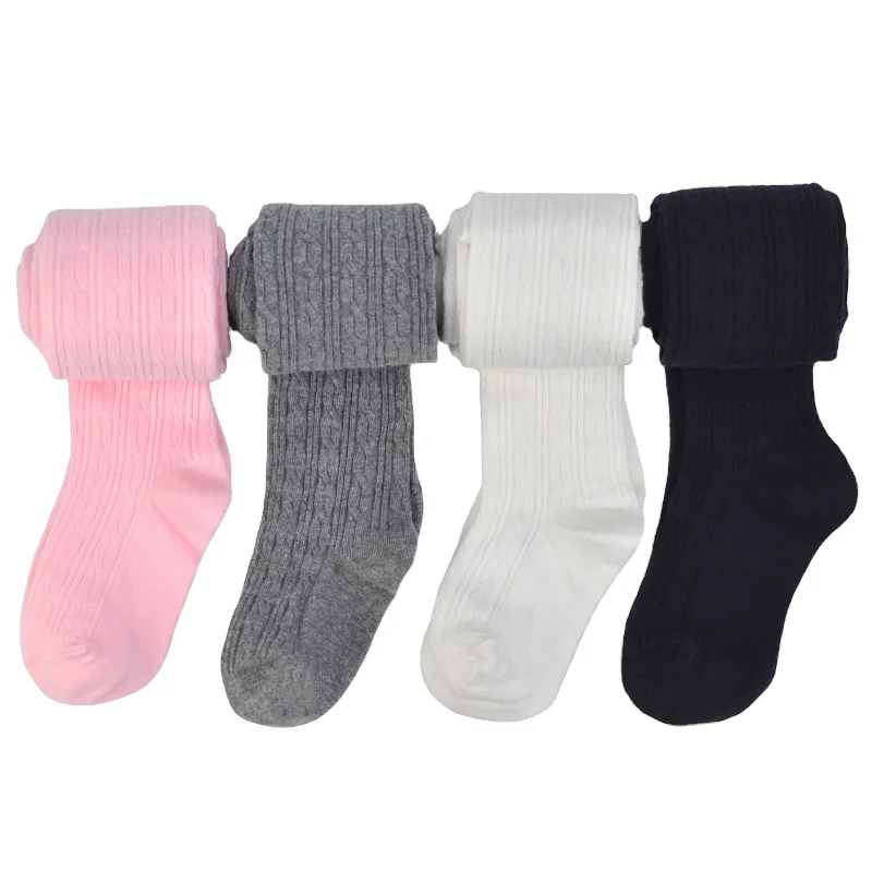 cable knit tights with cotton yarn for kids