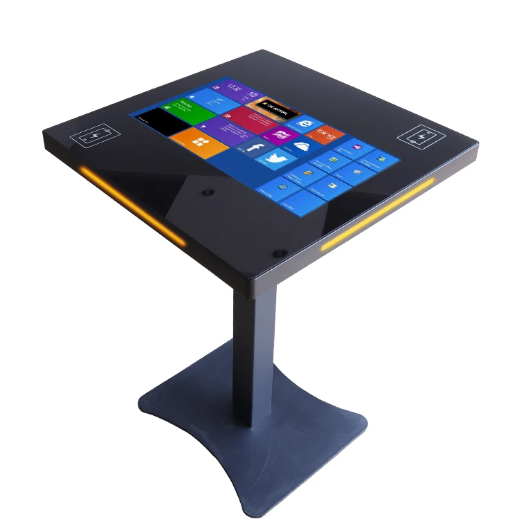 ODM OEM indoor advertising touch screen signage display restaurant coffee touch table with led bar