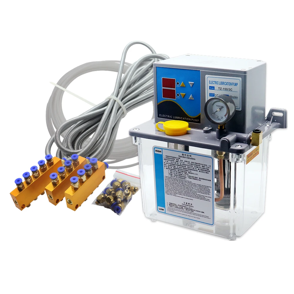 4L 150ml/min TZ-150/4C 24V 110V 220V Electric Oil Pump Gear Oil Pump With Pressure Gauge For CNC 32-150cst Oil