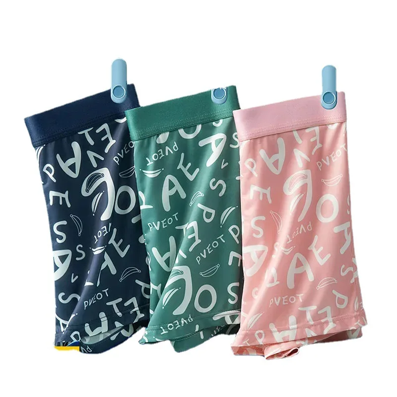 Wholesale Men Seamless Boxer Briefs Breathable Ice Silk Underwear Printed Cotton Boxers Shorts Men Brief Boxers